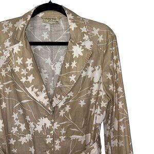 Noa Noa Tan & White Floral Kelly Belted Trench Coat - Size M